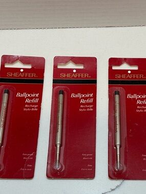 Sheaffer Set of 3 SEALED Ballpoint Refill Recharge Stylo-Bille Fine Black #99334